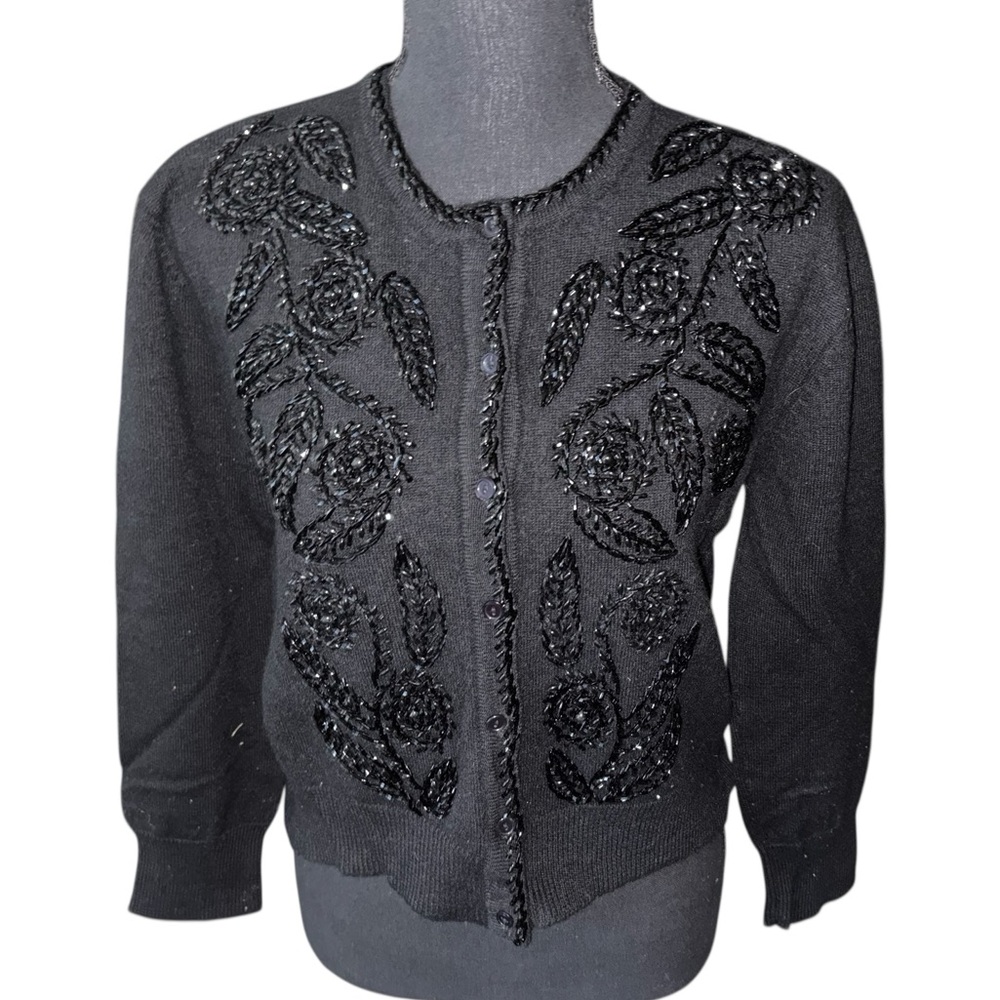 Vintage Liz Claiborne Collection cardigan wool beaded Sweater